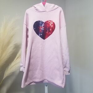 Tommy Hilfiger Pink Sweater Dress with Red Heart Accent. Size M